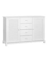Homcom 47" Floor Cabinet Organizer Storage Wood Furniture Small Space, White