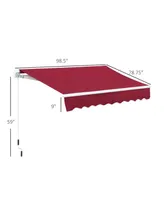 Outsunny 8' x 6.6' Patio Retractable Awning, Manual Sun Shade, Wine