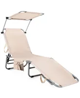 Costway Foldable Lounge Chair Outdoor Adjustable Beach Patio Pool Recliner