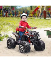 Aosom 12V Kids Atv Ride-on Four-Wheeler Toy Car with Music, Realistic Headlights, Wide Wheels, Rechargeable Battery-Powered, for Boys and Girls, Red