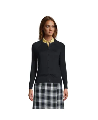 Lands' End Women's School Uniform Cotton Modal Cardigan Sweater