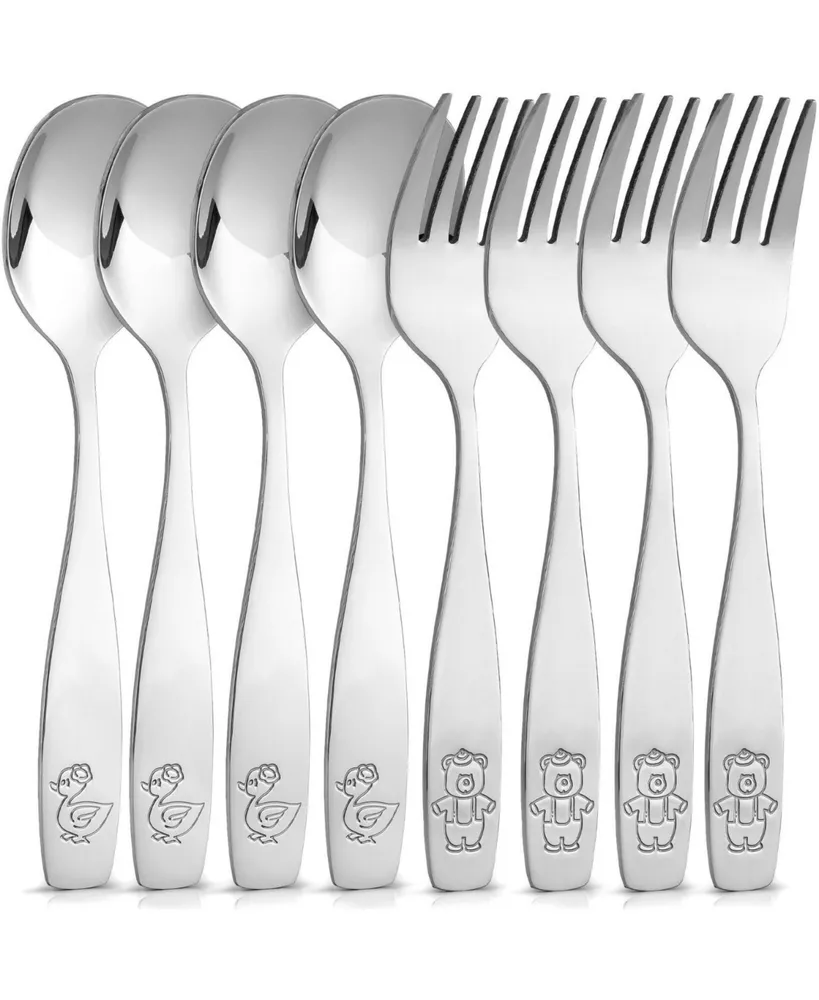 Zulay Kitchen Kids and Toddler Cutlery Set Designed For Self Feeding -Spoon and Fork