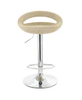 Elama 2 Piece Adjustable Rattan Barstool in Tan with Chrome Base