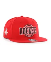 Men's '47 Brand Red Houston Rockets High Post Captain Snapback Hat