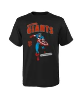 Big Boys and Girls Black San Francisco Giants Team Captain America Marvel T-shirt