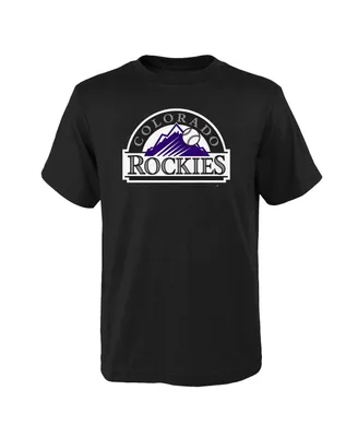 Big Boys and Girls Black Colorado Rockies Logo Primary Team T-shirt