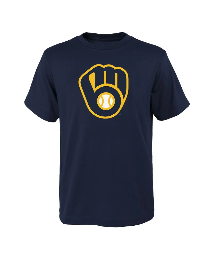 Big Boys and Girls Navy Milwaukee Brewers Logo Primary Team T-shirt