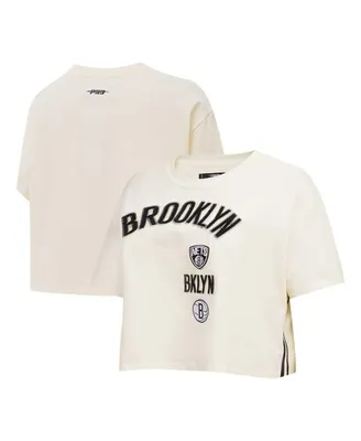 Women's Pro Standard Cream Brooklyn Nets Retro Classic Cropped Boxy T-shirt