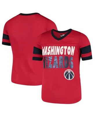 Big Girls New Era Red Washington Wizards Mesh Jersey V-Neck T-shirt