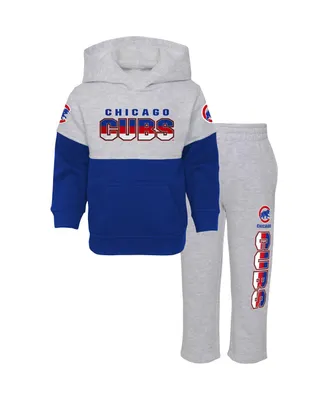 Infant Boys and Girls Royal Heather Gray Chicago Cubs Playmaker Pullover Hoodie Pants Set