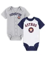 Infant Boys and Girls White Heather Gray Houston Astros Two-Pack Little Slugger Bodysuit Set