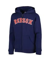 Big Boys and Girls Navy Boston Red Sox Wordmark Full-Zip Fleece Hoodie