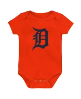 Infant Boys and Girls Orange White Heather Gray Detroit Tigers Biggest Little Fan 3-Pack Bodysuit Set