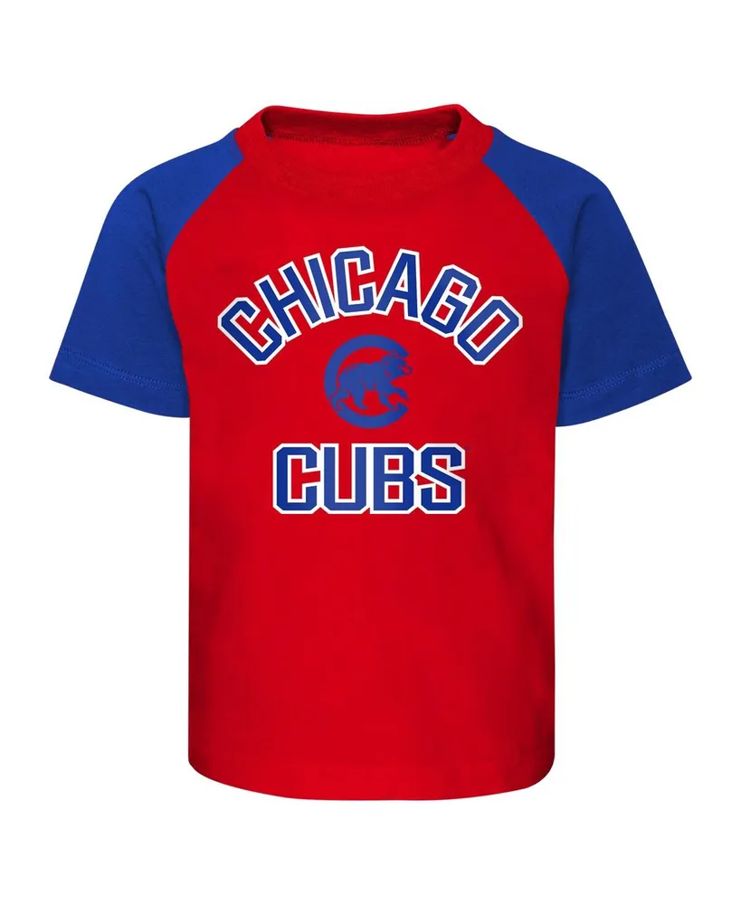 Infant Boys and Girls Red Heather Gray Chicago Cubs Ground Out Baller Raglan T-shirt Shorts Set