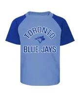 Infant Boys and Girls Powder Blue Heather Gray Toronto Jays Ground Out Baller Raglan T-shirt Shorts Set