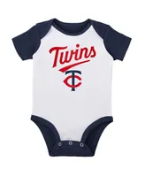Infant Boys and Girls White and Heather Gray Minnesota Twins Two-Pack Little Slugger Bodysuit Set