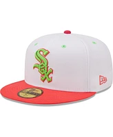 Men's New Era White, Coral Chicago White Sox 2003 Mlb All-Star Game Strawberry Lolli 59FIFTY Fitted Hat