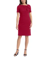 London Times Women's Side Tie-Neck Sheath Dress