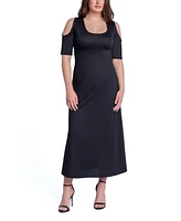 24seven Comfort Apparel Women's Cut Out Shoulder A-Line Floor Length Dress