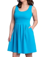 24seven Comfort Apparel Women's Sleeveless Knee Pleated Pocket Dress