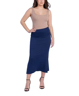 24Seven Comfort Apparel Women's Foldable Waistband Relaxing to Wear Skirt