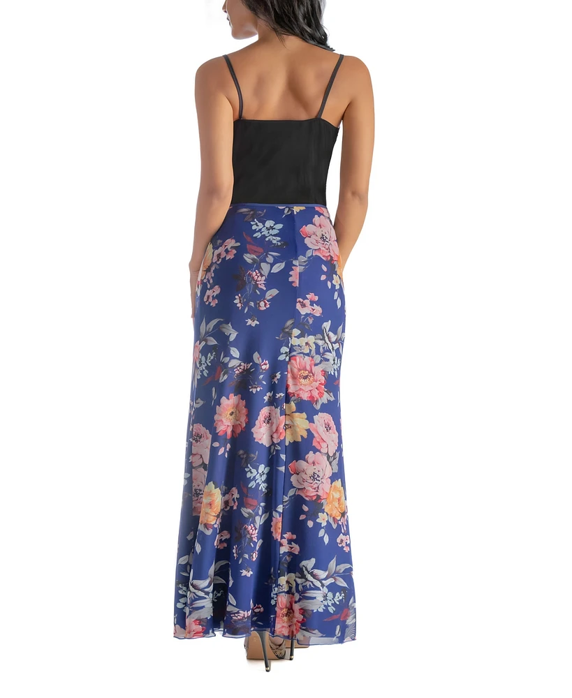 24seven Comfort Apparel Women's Elastic Waist Dressy Maxi Skirt