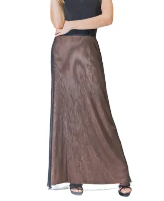 24seven Comfort Apparel Women's Elastic Waist Dressy Maxi Skirt