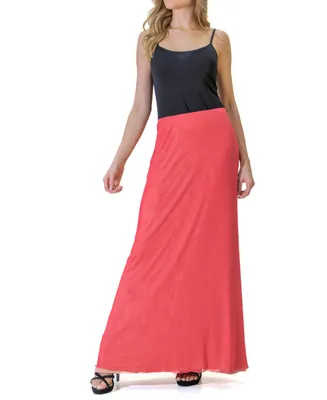 24seven Comfort Apparel Women's Elastic Waist Dressy Maxi Skirt