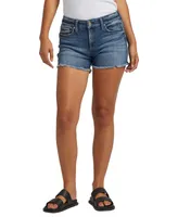 Silver Jeans Co. Women's Suki Stretchy Distressed Curvy Mid Rise Shorts