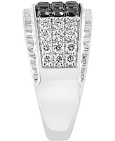 Effy Men's Black Diamond (1-1/4 ct. t.w.) & White Diamond (3/4 ct. t.w.) Cluster Ring in 10k White Gold (Also in Blue Diamond)