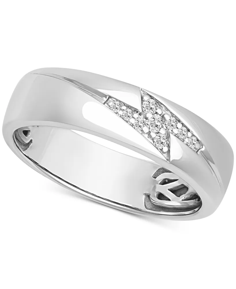 Men's Diamond Lightning Bolt Band (1/10 ct. t.w.) in 10k White Gold