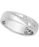 Men's Diamond Lightning Bolt Band (1/10 ct. t.w.) 10k White Gold