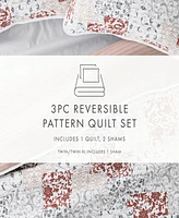 ienjoy Home All Season Piece Scrolled Patchwork Reversible Quilt Set