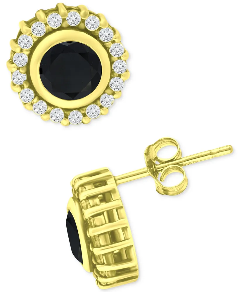 Giani Bernini Black & White Cubic Zirconia Halo Stud Earrings in 18k Gold-Plated Sterling Silver, Created for Macy's