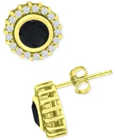 Giani Bernini Black & White Cubic Zirconia Halo Stud Earrings in 18k Gold-Plated Sterling Silver, Created for Macy's