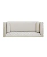 Jennifer Taylor Home Diane 84" Upholstered Bench Seat Tufted Tuxedo Sofa with Bolster Pillows