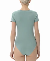 kimi + kai Women's Sweetheart Neck Basic Bodysuit Top