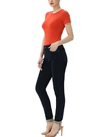 kimi + kai Women's Crew Neck Basic Bodysuit Top