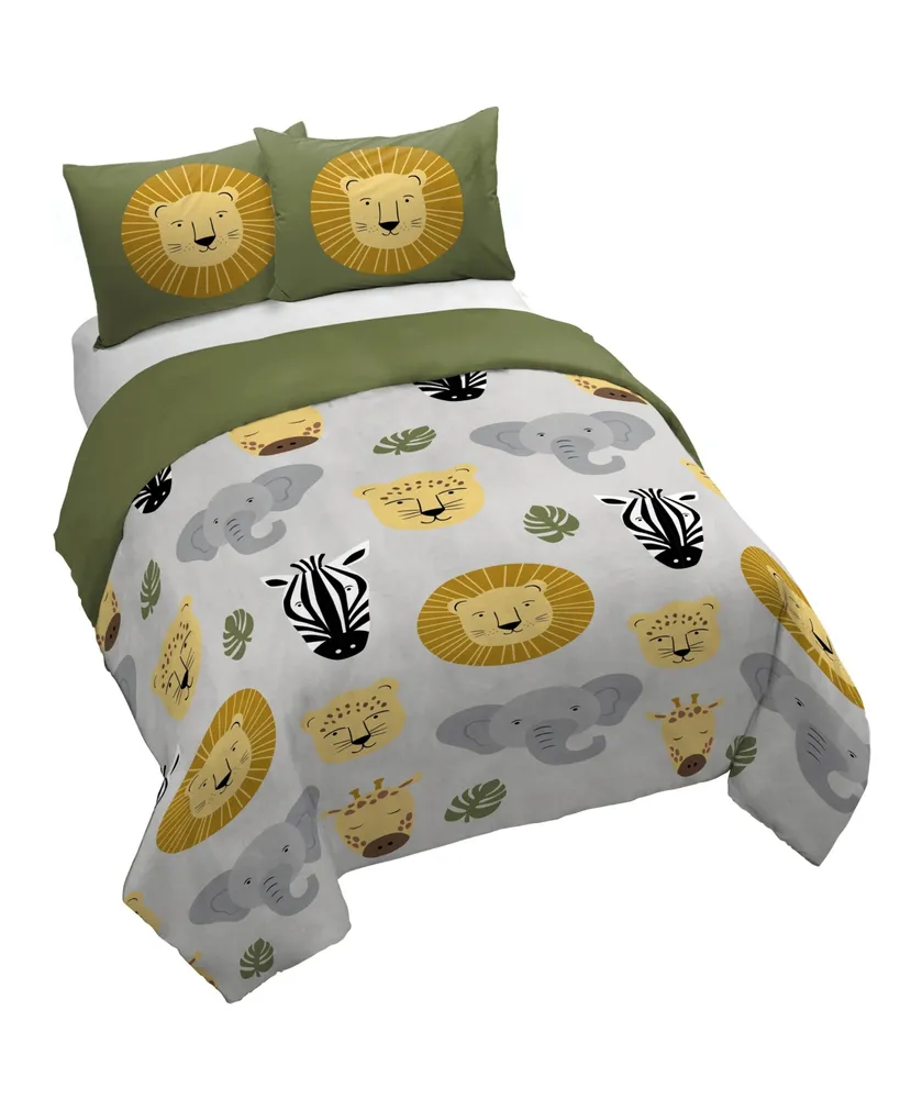 Saturday Park Safari Friends 100% Organic Cotton Twin Duvet Cover & Sham Set