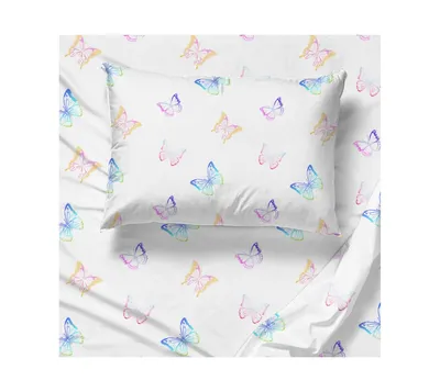 Saturday Park Ombre Butterflies 100% Organic Cotton Queen Sheet Set