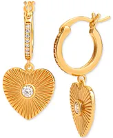 Giani Bernini Cubic Zirconia Heart Dangle Hoop Earrings in 18k Gold-Plated Sterling Silver, Created for Macy's