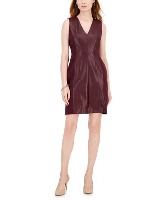 I.n.c. International Concepts Women's Faux-Leather and Ponte Dress, Created for Macy's
