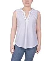 Ny Collection Petite Swiss Dot Sleeveless Top