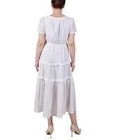 Ny Collection Petite Short Sleeve Tiered Midi Dress