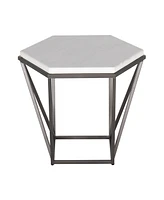 Steve Silver Corvus 24" Hexagonal Shape Marble Top End Table