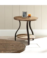 Steve Silver Denise 24" Round Wood and Metal End Table