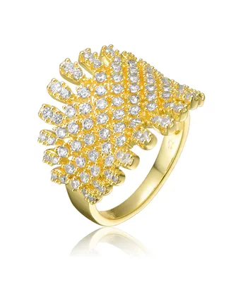 Rachel Glauber Ra 14K Gold Plated Cubic Zirconia Cluster Dome Shape-a like Ring