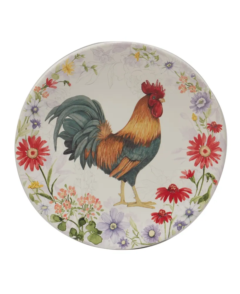 Certified International Floral Rooster Set of 4 Salad Plate 9"