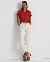 Lauren Ralph Double-Faced Stretch Cotton Ankle Pants