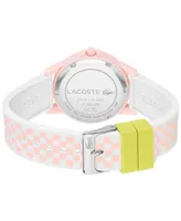 Lacoste Kids Rider Pink and White Checkered Print Silicone Strap Watch 36mm